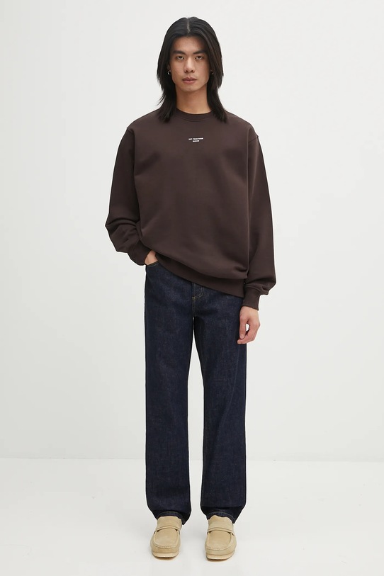 Βαμβακερή μπλούζα Drôle de Monsieur Le Sweatshirt Slogan Classique I.SW148.CO127 καφέ