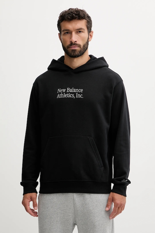 Bavlněná mikina New Balance nášivka černá MT53925BK