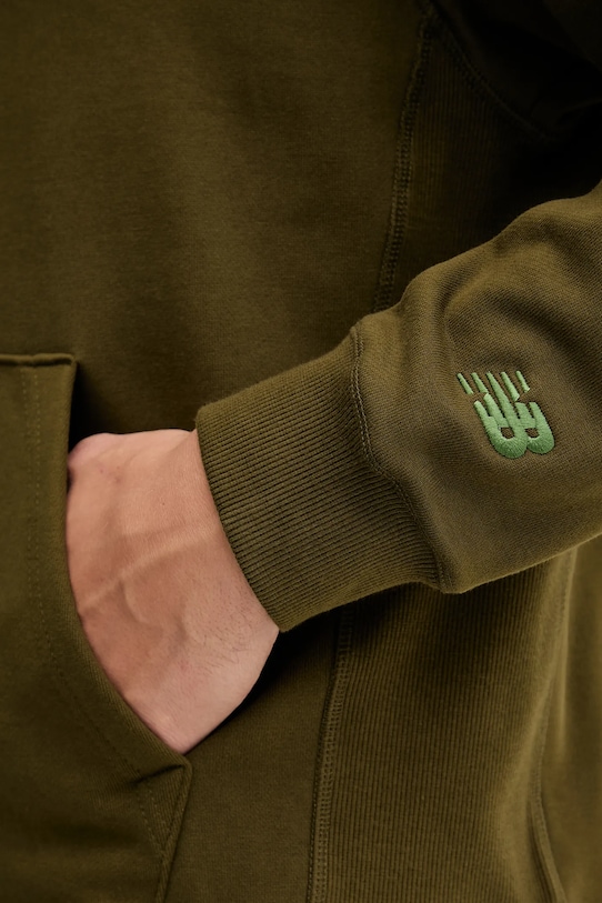 New Balance bluza bawełniana MT53918WDL zielony