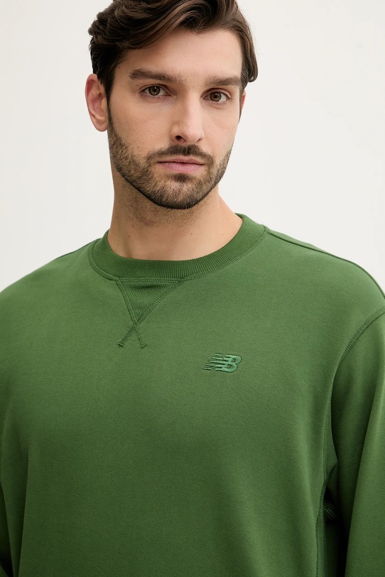 New Balance bluza bawełniana zielony MT41506DAE