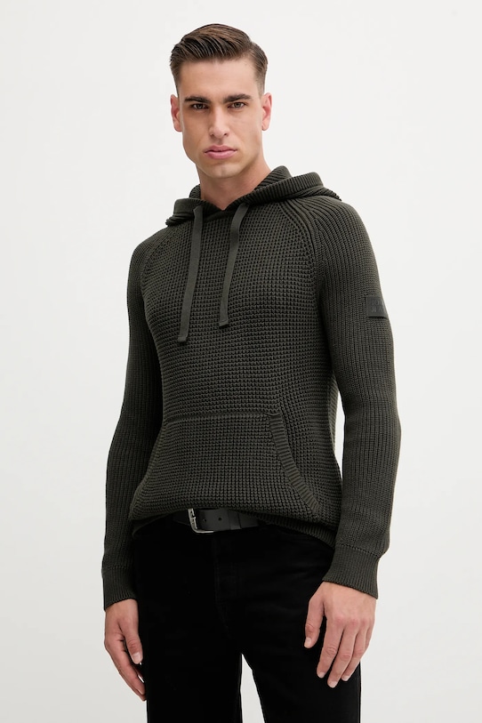 Joop! hanorac de bumbac uni verde 30049660