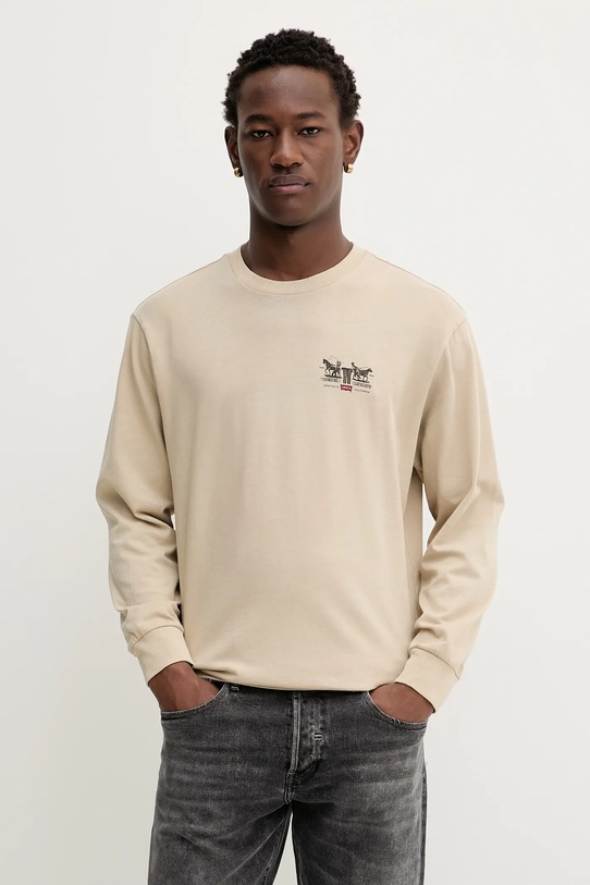 Odzież Levi's longsleeve bawełniany A6145.0054 beżowy