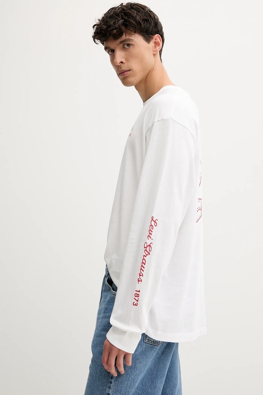 Levi's longsleeve din bumbac alb A6145.0086