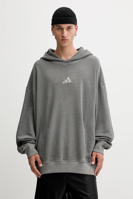 Bavlněná mikina adidas ALL SZN s kapucí šedá JN0617