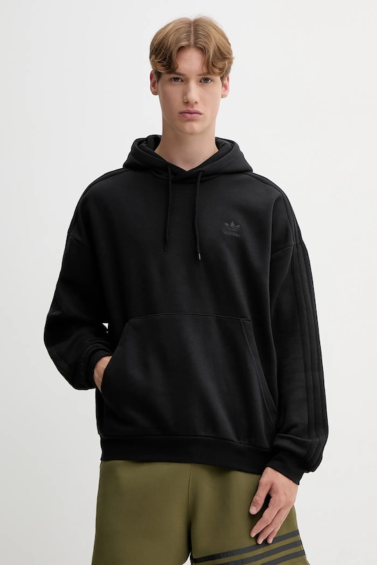 adidas Originals bluză Baggy Hoodie imprimeu negru JY1412