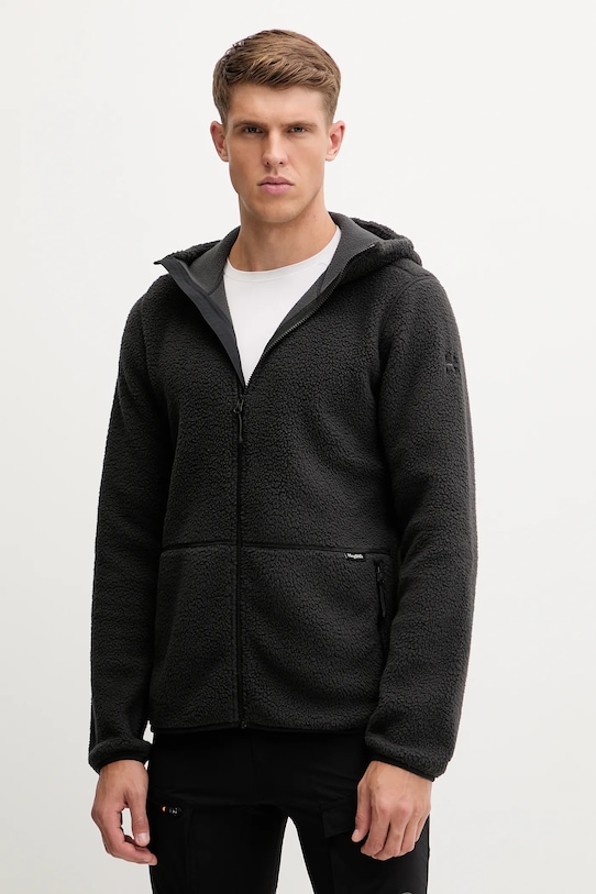 Haglöfs bluza polarowa Funäs z kapturem czarny 607817