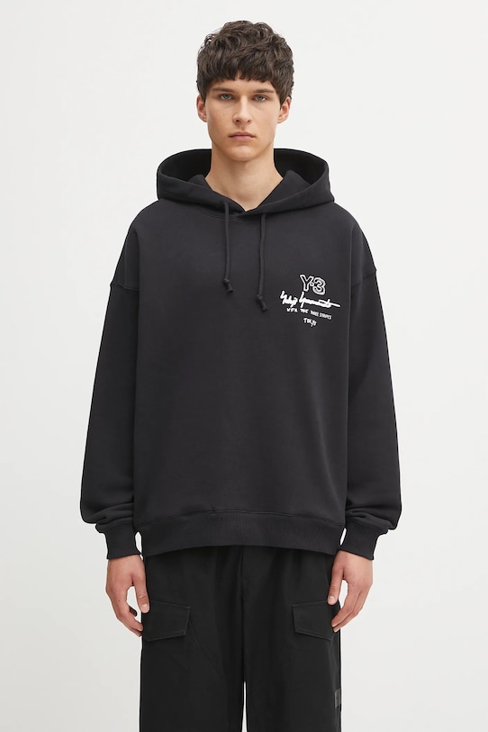 Y-3 bluza bawełniana Merch nadruk czarny KB2604