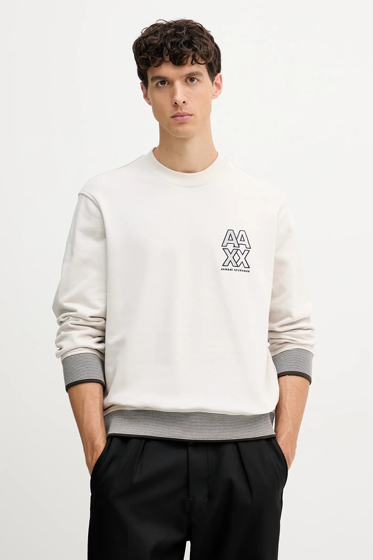 Armani Exchange bluza bawełniana aplikacja beżowy XM001040.AF10830