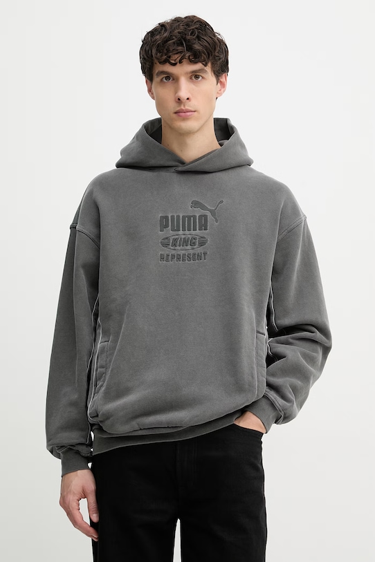 Puma суичър с качулка мъжки от памук PUMA x REPRESENT сив 632542