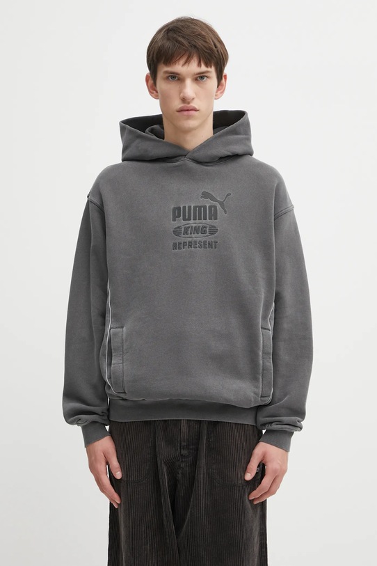 Puma x REPRESENT bluza bawełniana z kapturem szary 632542