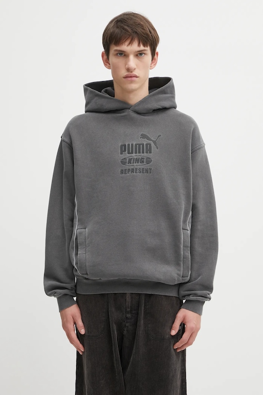 Хлопковая кофта Puma x REPRESENT хлопок серый 632542