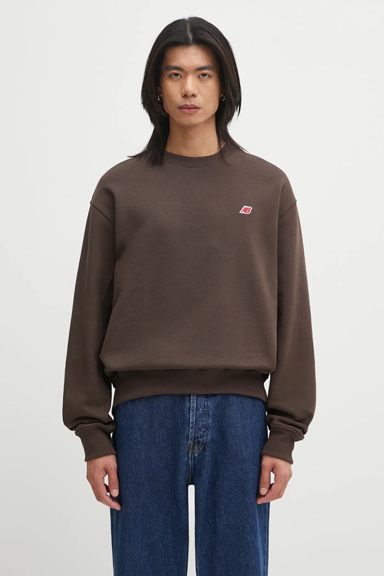 New Balance bluza bawełniana MADE IN USA gładkie brązowy MT43541RHE