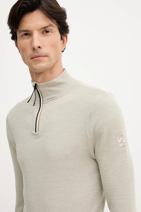 BOSS bluza z dodatkiem wełny beżowy 50544368
