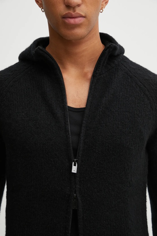 Heliot Emil kardigan z dodatkiem wełny czarny AW25.M.07.085.BLK01