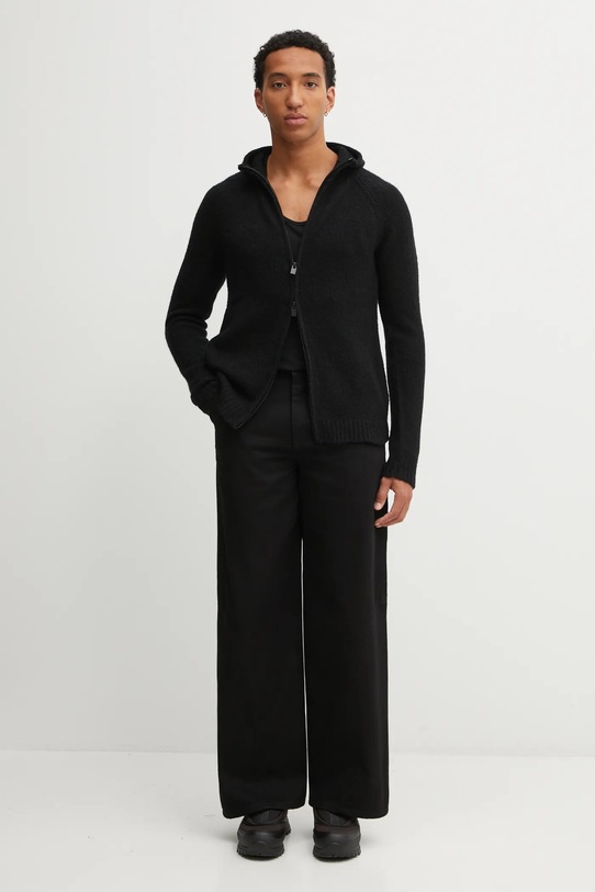 Heliot Emil kardigan z dodatkiem wełny AW25.M.07.085.BLK01 czarny