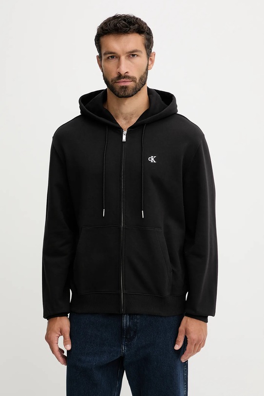 Bavlněná mikina Calvin Klein Jeans s kapucí černá LV04RD240G