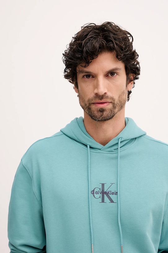 Calvin Klein Jeans bluza bawełniana turkusowy LV04RD243G