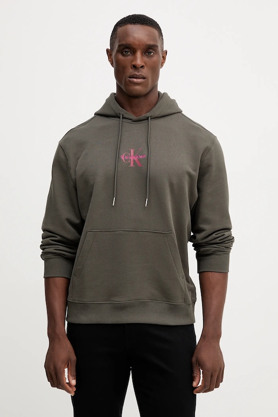 Calvin Klein Jeans felpa in cotone sovrastampa grigio LV04RD243G