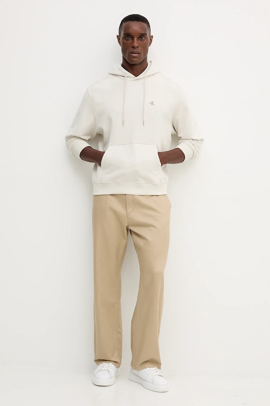 Bavlnená mikina Calvin Klein Jeans LV04RC297G krémová AW25
