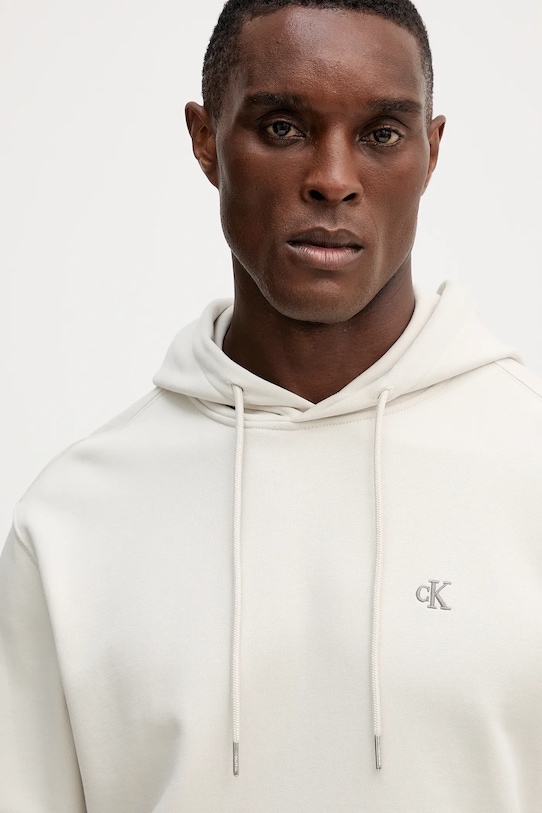 Памучен суичър Calvin Klein Jeans бежов LV04RC297G