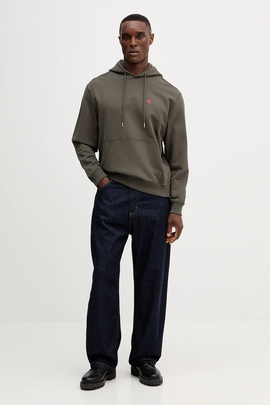 Calvin Klein Jeans hanorac de bumbac LV04RC297G verde AW25