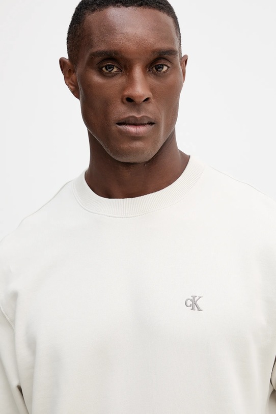 Bavlnená mikina Calvin Klein Jeans krémová LV04RC296G