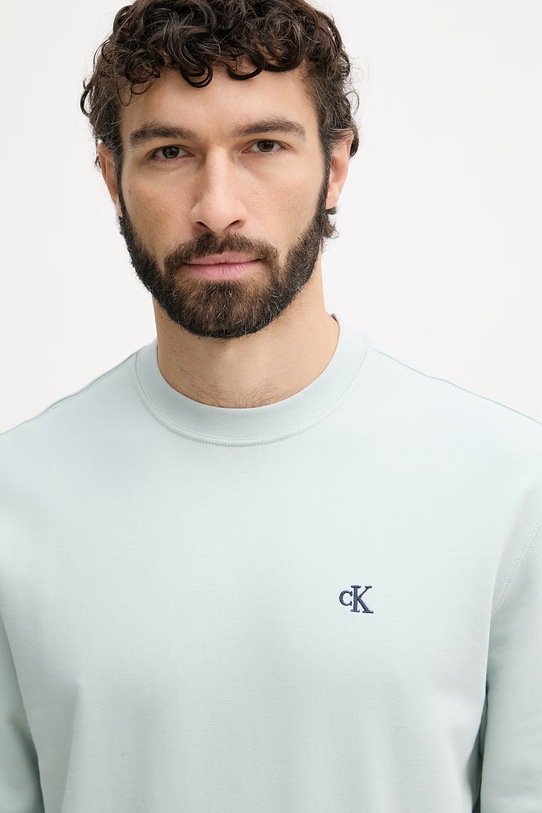 Calvin Klein Jeans mikina pánska bavlnená tyrkysová LV04RC296G