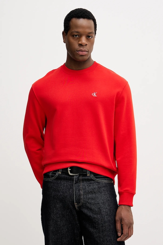 Pamučna dukserica Calvin Klein Jeans crvena LV04RC296G