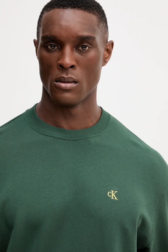 Bavlnená mikina Calvin Klein Jeans zelená LV04RC296G
