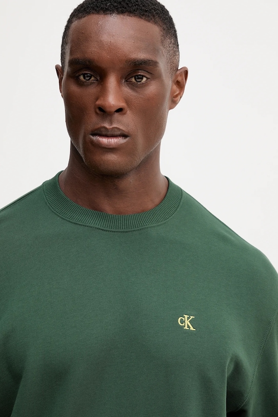 Bavlněná mikina Calvin Klein Jeans zelená LV04RC296G