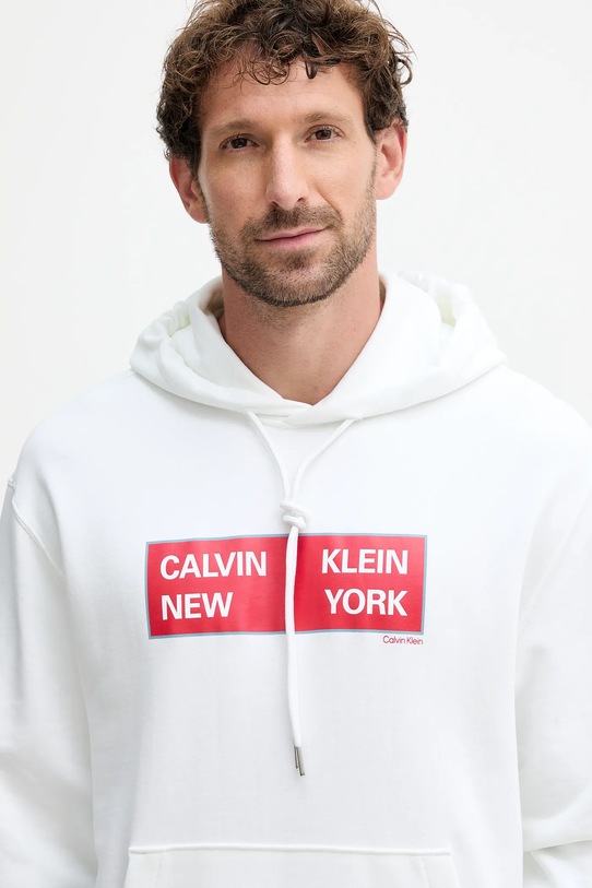 Pamučna dukserica Calvin Klein Jeans bijela LV04RD259G
