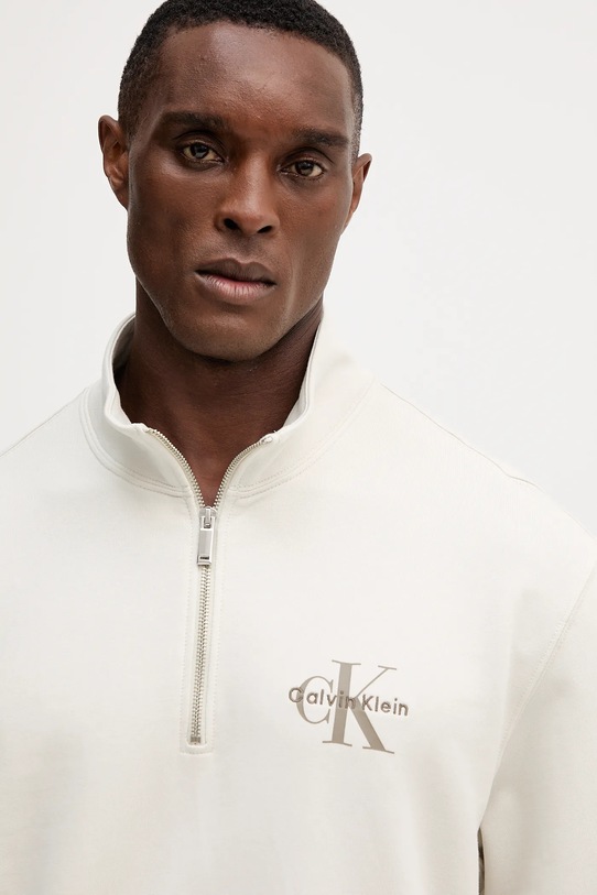 Bavlnená mikina Calvin Klein Jeans krémová LV04RD244G