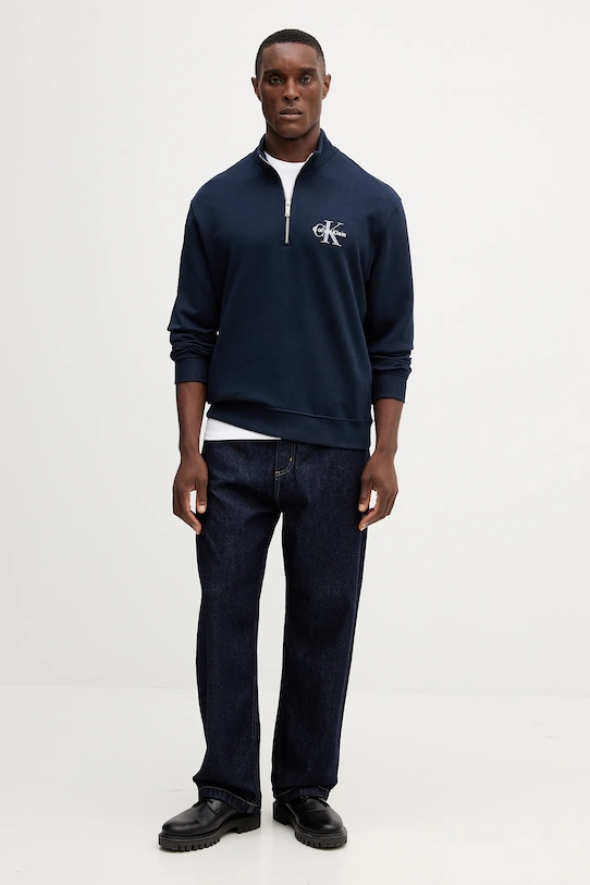 Bavlněná mikina Calvin Klein Jeans LV04RD244G námořnická modř AW25