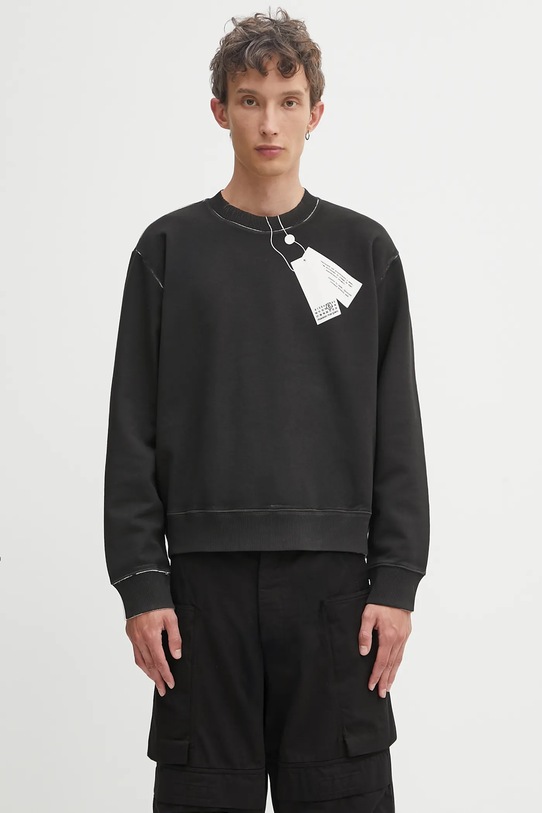 Памучен суичър MM6 Maison Margiela надпис черен SH2GU0023.M25024.101