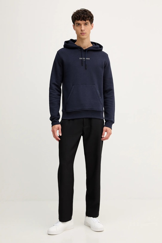 Памучен суичър Trussardi G8108000056N тъмносин AW25