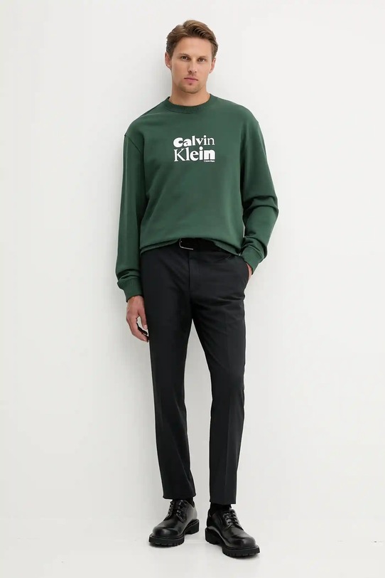 Calvin Klein bluza bawełniana LV04LD242G zielony AW25