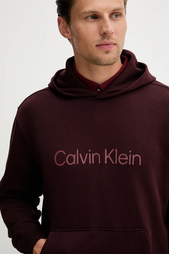 Βαμβακερή μπλούζα Calvin Klein μπορντό LV14LD231G
