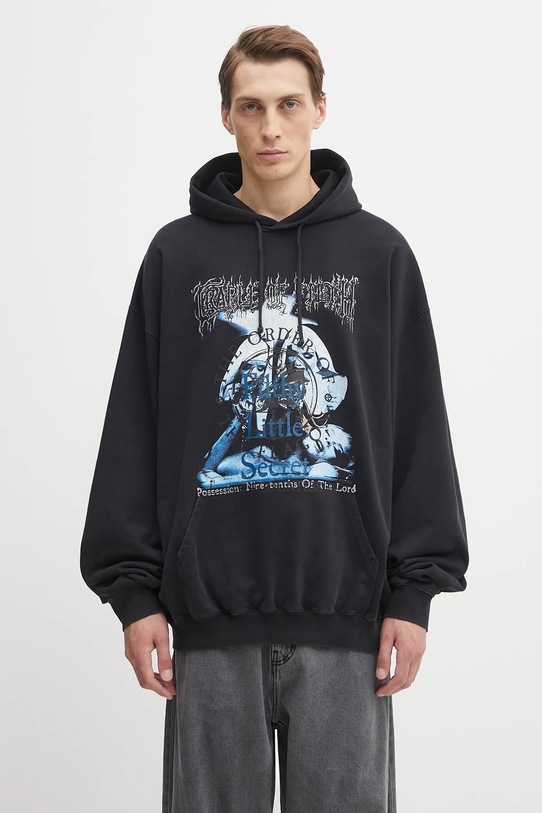 VETEMENTS bluza bawełniana Cof Filthy Secret Oversized nadruk czarny UCF76HD600B