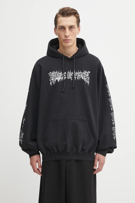 VETEMENTS bluza bawełniana Cof Logo Oversized nadruk czarny UCF76HD100B