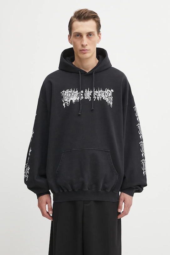 VETEMENTS bluza bawełniana Cof Logo Oversized nadruk czarny UCF76HD100B