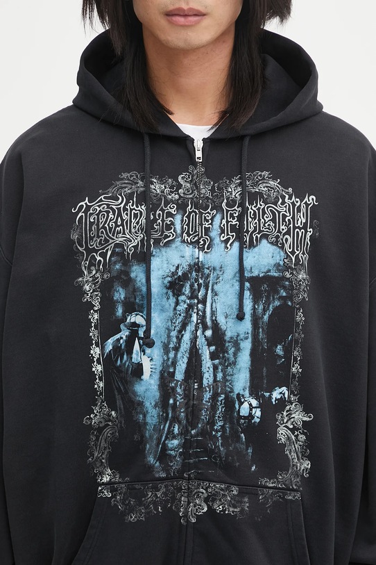 Βαμβακερή μπλούζα VETEMENTS Cof Butterfly Oversized Zip-Up μαύρο UCF76ZU800B