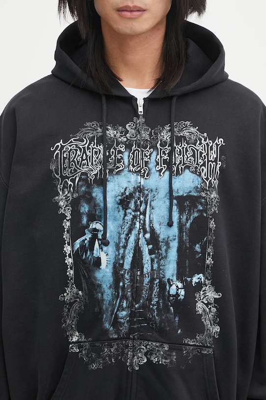 Bavlněná mikina VETEMENTS Cof Butterfly Oversized Zip-Up černá UCF76ZU800B