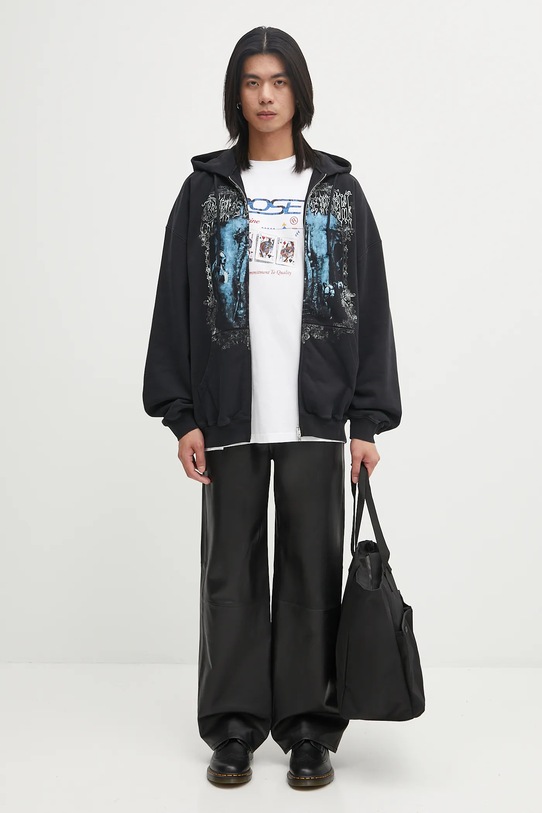 Βαμβακερή μπλούζα VETEMENTS Cof Butterfly Oversized Zip-Up UCF76ZU800B μαύρο