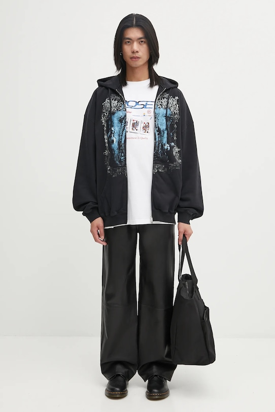 Bavlněná mikina VETEMENTS Cof Butterfly Oversized Zip-Up UCF76ZU800B černá
