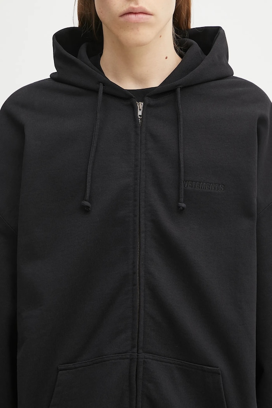 VETEMENTS bluza Logo Oversized Zip-Up czarny UH76ZU100B
