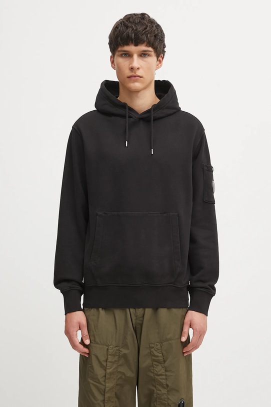 Бавовняна кофта C.P. Company з капюшоном чорний RFCMSS719A006372G