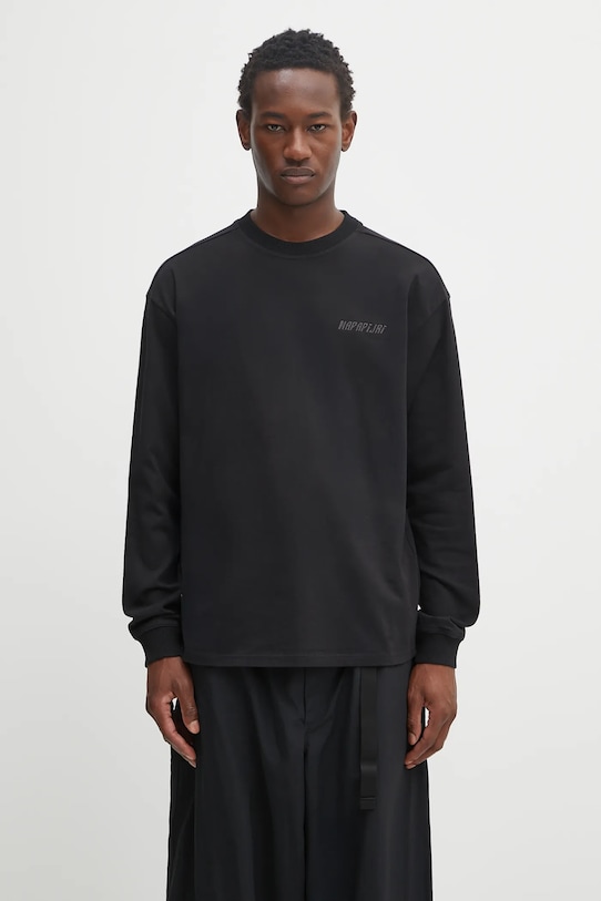 Бавовняний лонгслів Napapijri S-Coldirai надрук чорний NP0A88YC9411