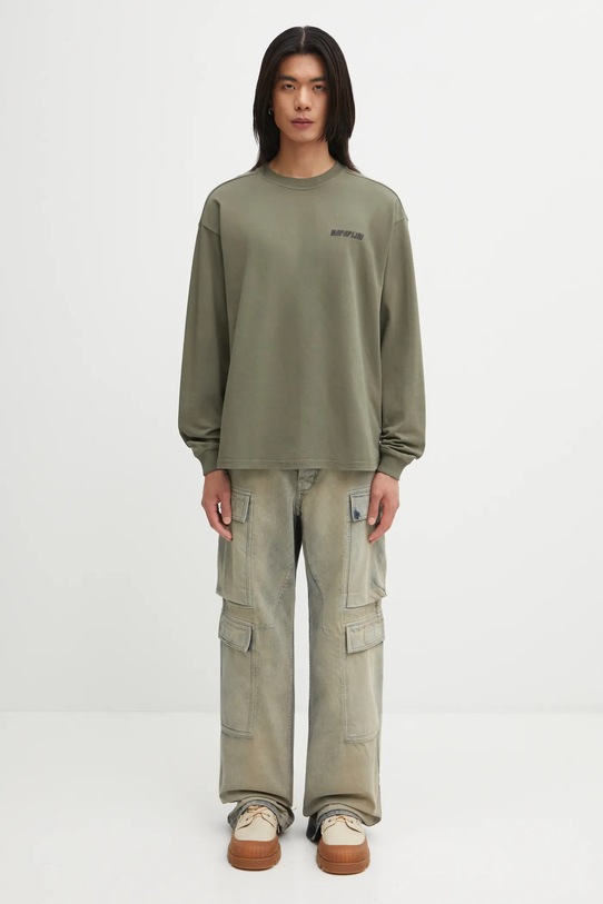 Napapijri pamut hosszúujjú S-Coldirai NP0A88YCG0A1 zöld