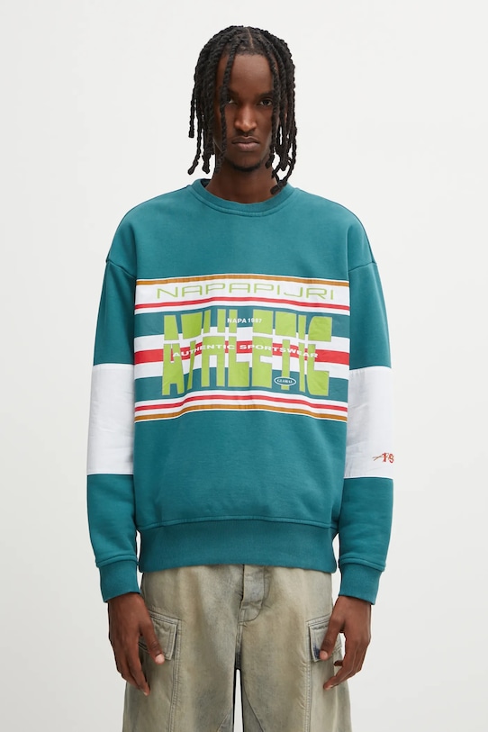 Napapijri bluza bawełniana Napapijri x Martine Rose aplikacja turkusowy NP0A4I4ZG2A1