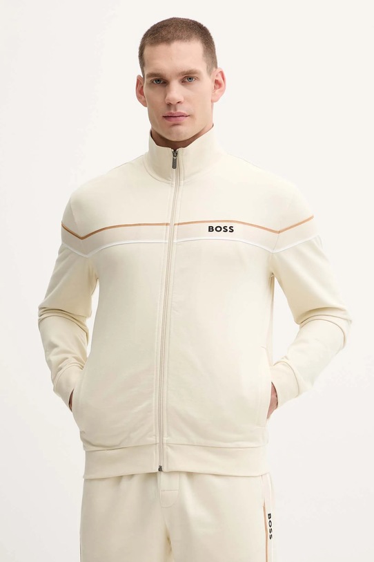 BOSS bluza bawełniana aplikacja beżowy 50550612